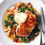Smoky hake, beans and greens