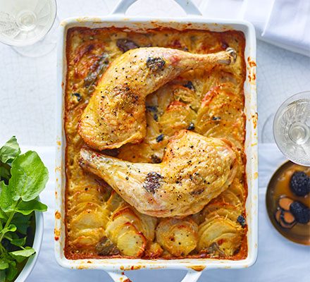 Truffle chicken and potato gratin