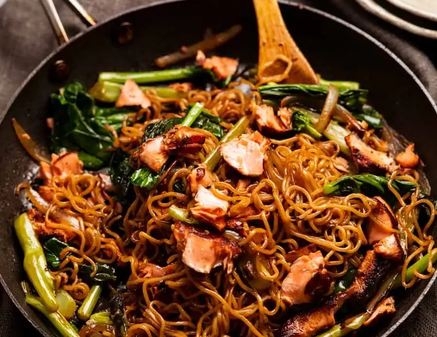 Teriyaki salmon noodles recipe