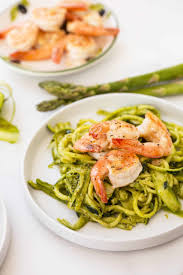 Zucchini Noodles with Avocado Pesto & Shrimp