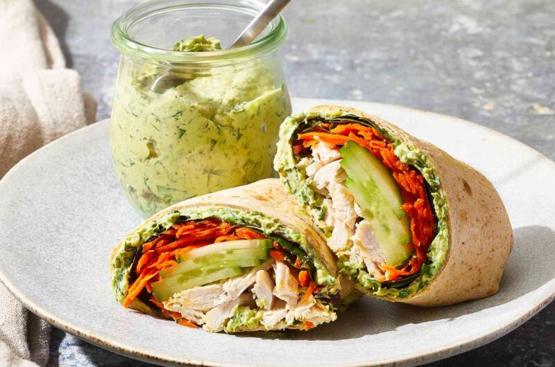 Green Goddess Chicken and Cucumber Wraps