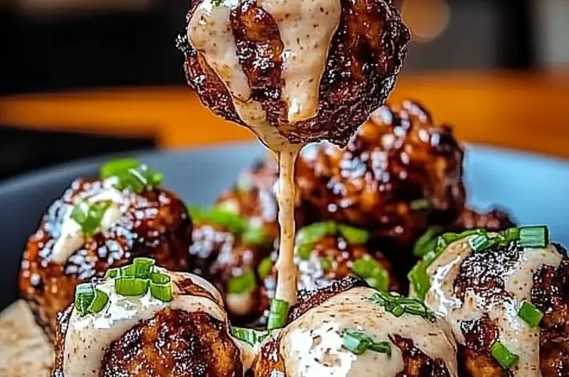 Korean BBQ Meatballs with Spicy Mayo Dip