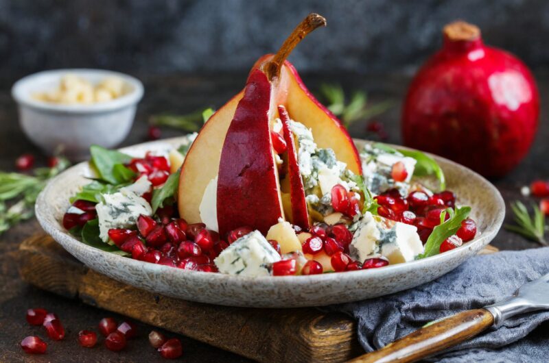 Red Pear, Pomegranate, and Gorgonzola Salad