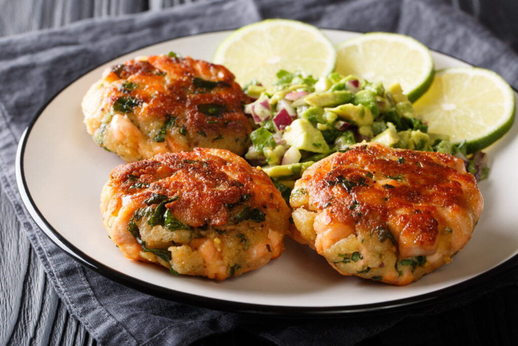 Chile-Lime Salmon Cakes with Arugula Salad