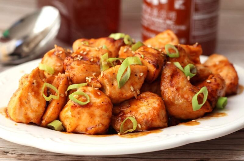 Air Fryer Honey Sriracha Salmon Bites