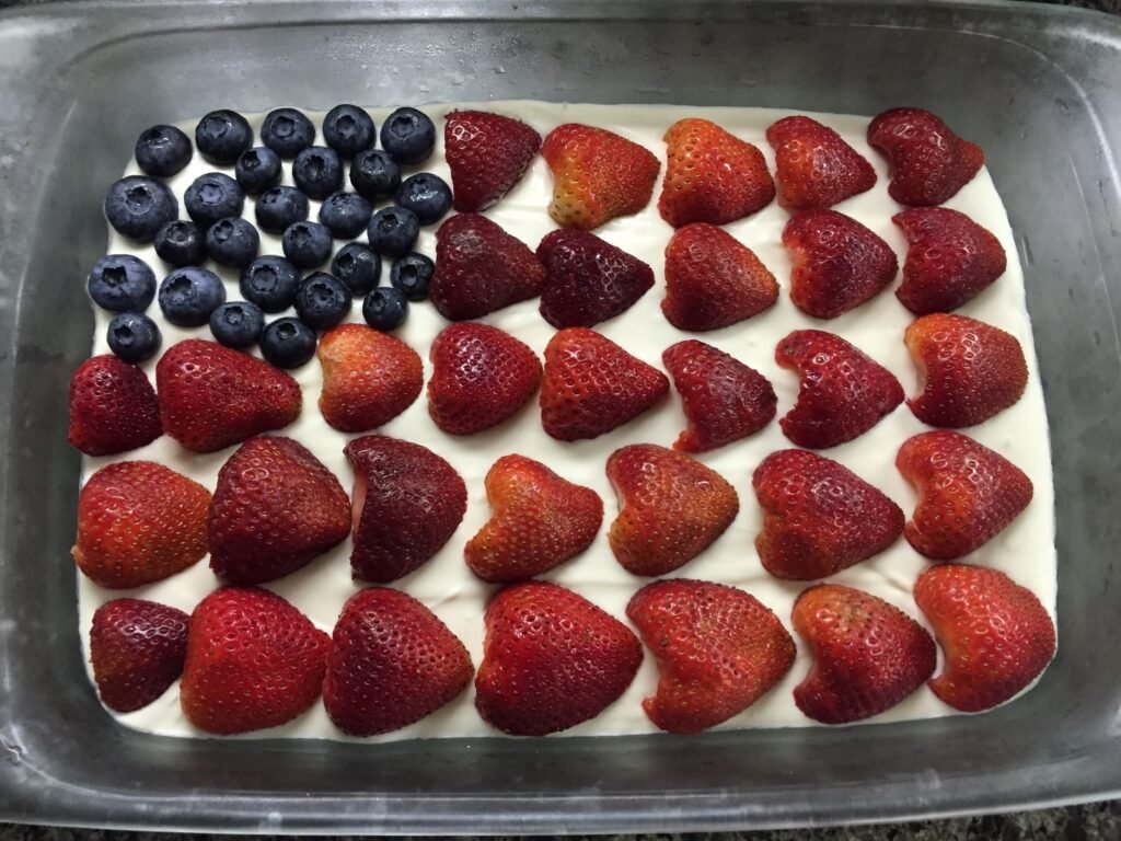 No-Bake Cheesecake Flag Cake