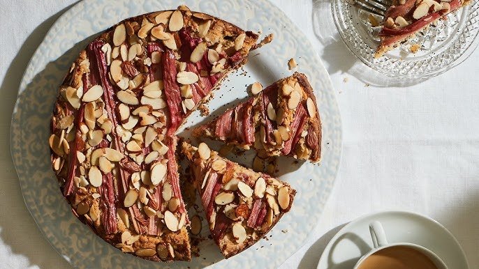 German Rhubarb Almond Cake